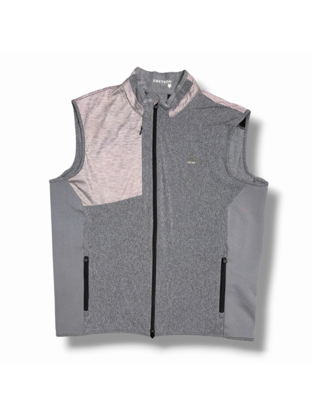 Greyson Vest Mens L Gray Comanche Hybrid Lightweight Golf Silver Springs CC Logo